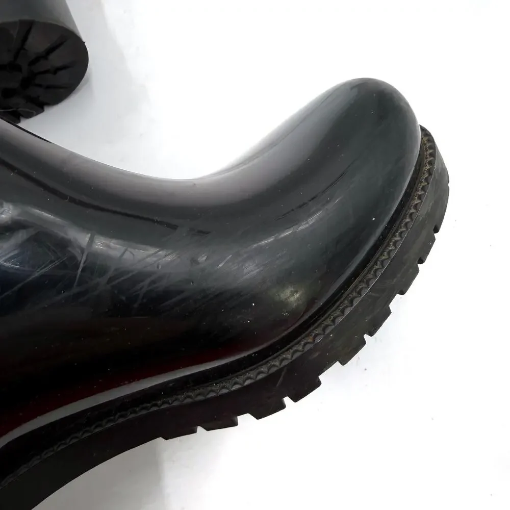 Valentino Rockstud Rainboots‎ Black Mid Calf Rubber Waterproof Sz 37 / 7 Women's